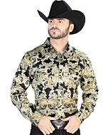 Camisa Vaquera Estampada ESDLC 44106 Color Oro-Negro