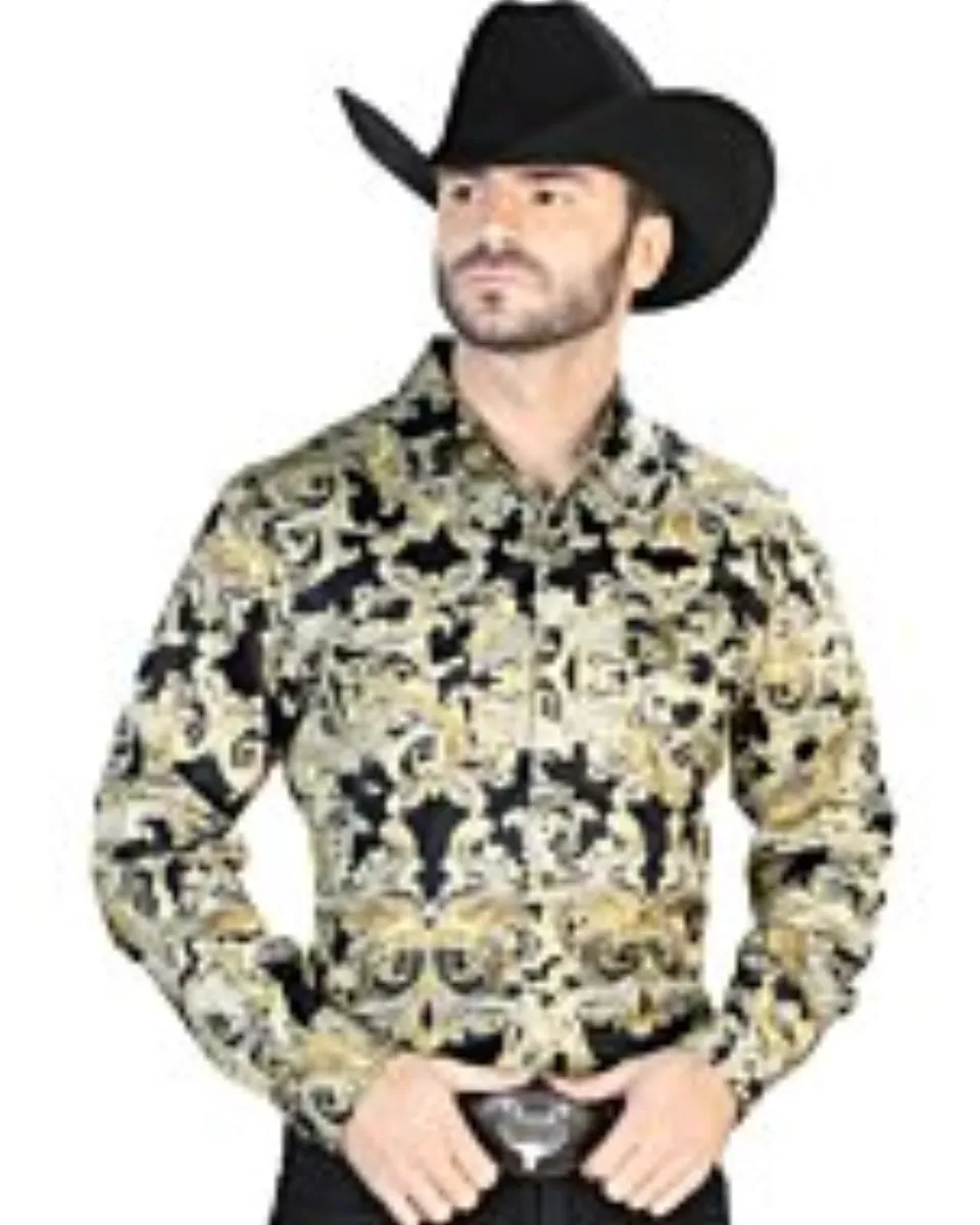 Camisa Vaquera Estampada ESDLC 44106 Color Oro-Negro