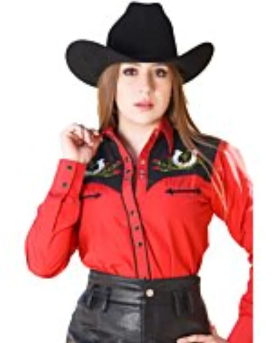 Blusa Vaquera Bordada Roja WD 11-543