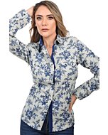 Camisa Vaquera De Mujer Diseño De Flores Azules WD 11-544