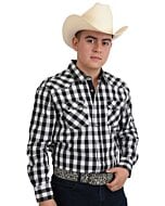 Camisa Vaquera Tradicional De Cuadros White Diamonds 10-937 Color Negro / Blanco