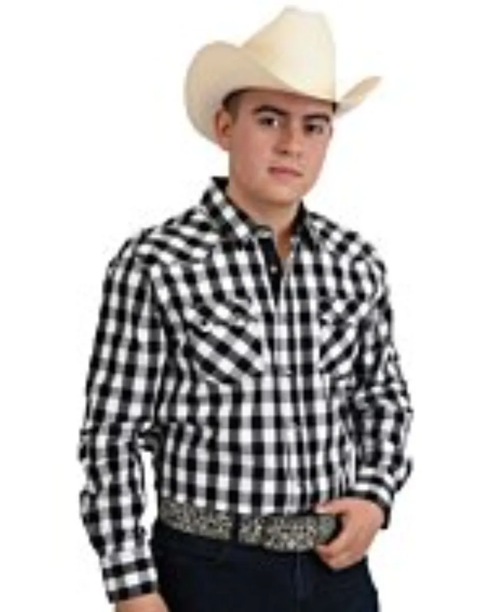 Camisa Vaquera Tradicional De Cuadros White Diamonds 10-937 Color Negro / Blanco