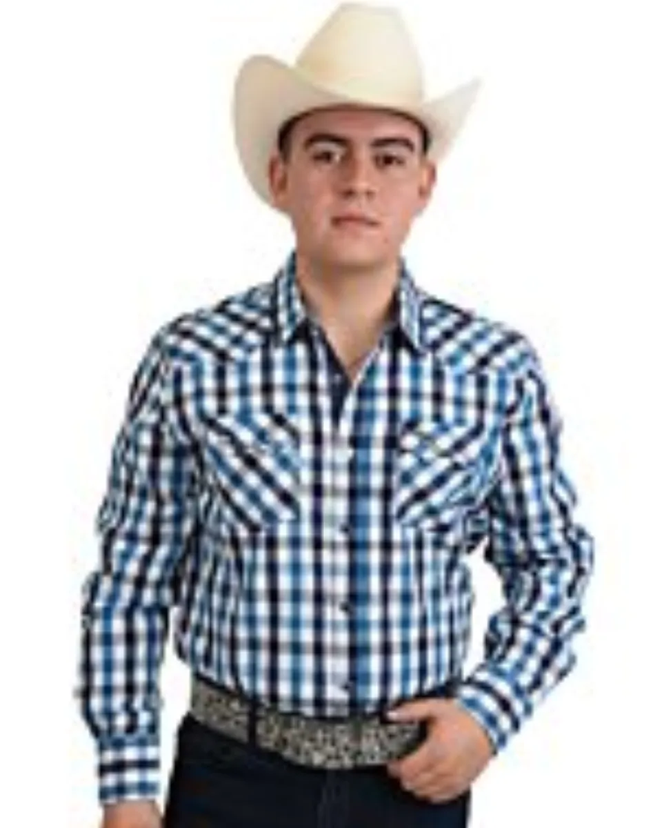 Camisa Vaquera Tradicional A Cuadros White Diamonds Western Wear 10-938 Color Azul / Blanco
