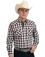 Camisa Vaquera Tradicional A Cuadros White Diamonds Western Wear 10-939 Color Café / Blanco