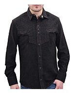 Camisa Vaquera Negra Gamuza Bordada WD Boots 806