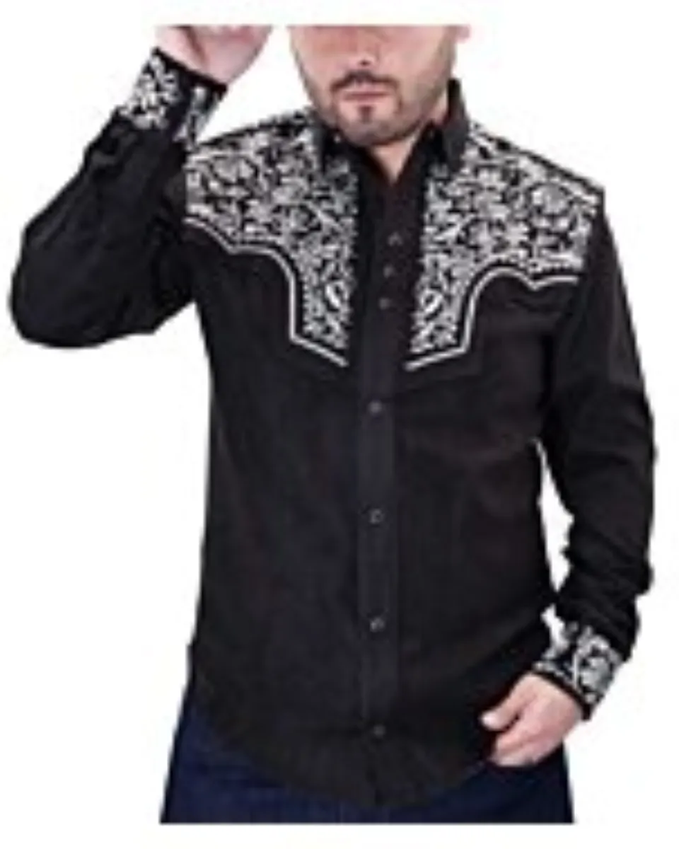 Camisa Vaquera Gamuza Bordada WD Boots 807 Color Negro