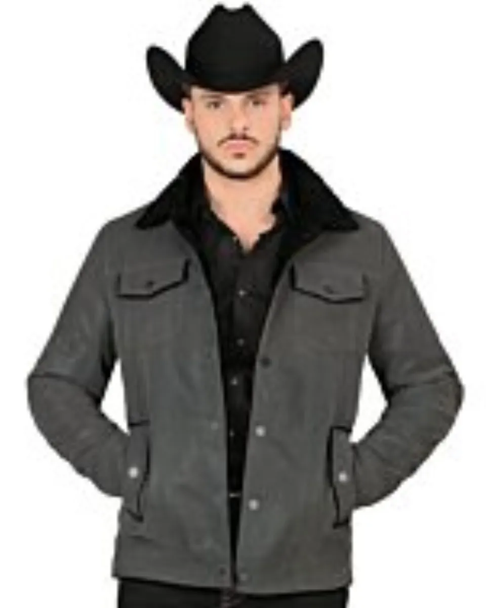 Chamarra para Hombre Montero 0892 Charcoal de Piel Sintética con Forro de Sherpa
