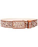 Cinto Charro Pita Fina Natural Flores Amarillas WD 11-1670