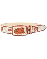 Cinto Charro Pita Petatillo Regular Natural Diseño Caballo Y Herradura WD 11-1677