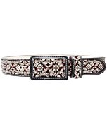 Cinto Vaquero Negro Corte Laser Diseño Flor Margarita WD 11-1515