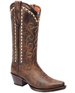 Botas Vaqueras de Mujer White Diamonds Boots 10-561 horma 3X piel genuina color Café