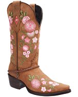 Pink Flowers Cowgirl Boots Crazy Leather WD 11-474