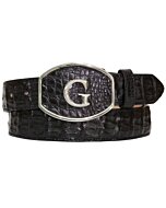 Cinto vaquero El General 45292 en piel genuina de caimán negra con hebilla "G" pulida.