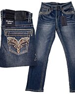 Jeans Montero 4617 Azul Medio para Hombre con detalle bordado en el bolsillo trasero