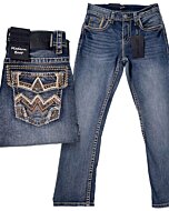 Montero 4622 Medium Blue Jeans for Men with detailed embroidered back pockets