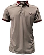 Lamasini 28218 men's beige polo shirt with burgundy contrast collar and embroidered logo