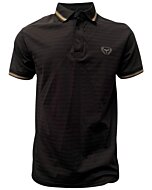 Lamasini 28217 men's black polo shirt with striped contrast collar and embroidered logo
