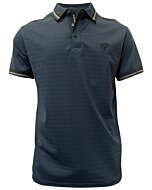 Polo deportivo azul para caballero con cuello en contraste a rayas y logo Lamasini