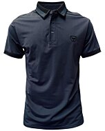 Lamasini 28218 men's navy blue polo shirt with black contrast collar and embroidered logo