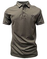 Lamasini 28217 men's olive green polo shirt with striped contrast collar and embroidered logo