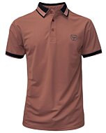 Lamasini 28218 men's pink polo shirt with contrast collar and embroidered logo