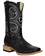 El General 45069 Lizard Black Boots with Rodeo (Square) Toe