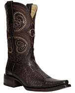 El General 45073 Brown Lizard Boots with Versace Toe