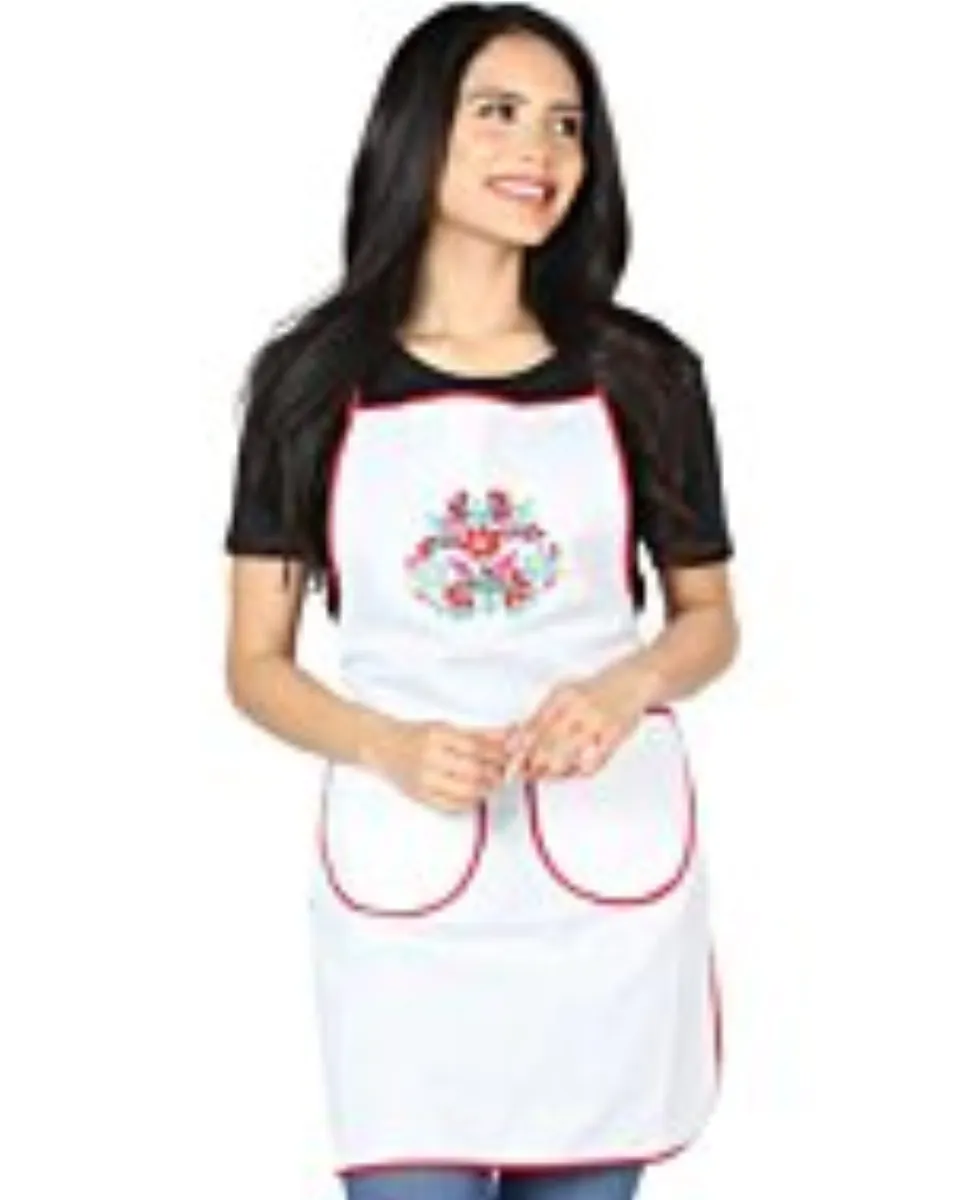 Mandil De Cocina Artesanal Bordado 602965 Blanco