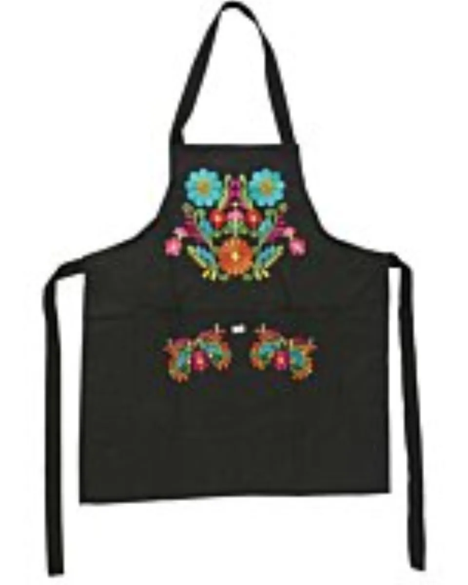 Mandil De Cocina Artesanal Bordado 603197 Negro
