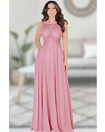 Vestido Largo Fino Color Rosa Lamasini 5670