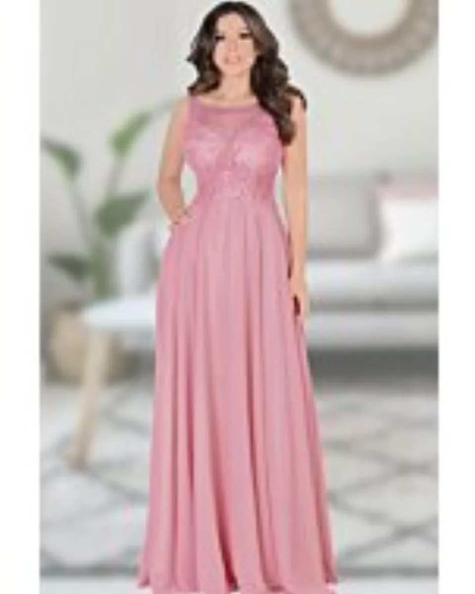 Vestido Largo Fino Color Rosa Lamasini 5670