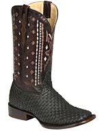 Men's brown Mexican cowboy boots in Petatillo leather with a Rodeo toe, rubber outsole, and leather lining, model El General 44861.