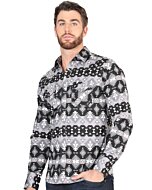 Camisa Vaquera para Hombre Negra con Estampado Geométrico Tribal – El General 44397