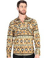 Men's Mustard Western Shirt with Geometric Print – El General 44417
