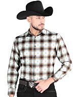 Men's Western Shirt in Brown-Sand Plaid, Available in Short or Long Sleeve, Matching Items for Women and Boys.