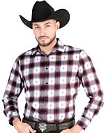 Men's Black and Red Plaid Long Sleeve Western Shirt – El General 44701