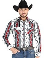 Camisa Vaquera Marfil con Estampado de Calaveras para Hombre – El General 44489