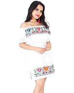 Vestido Bordado Juvenil Mini 602219 Color Blanco