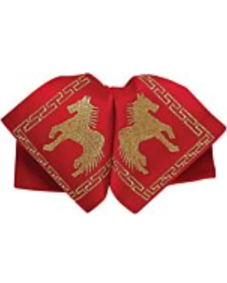 Moño Charro Rojo Bordado Oro 600122 Caballos