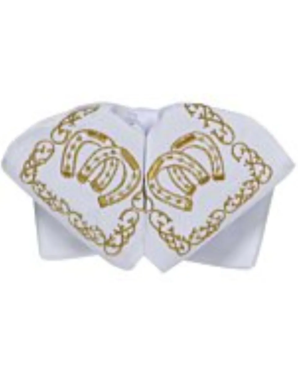 Moño Charro Blanco Bordado 600127 Hecho En México