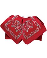 Moño Charro Bordado Rojo Diseño Herraduras 600128 Hecho En México
