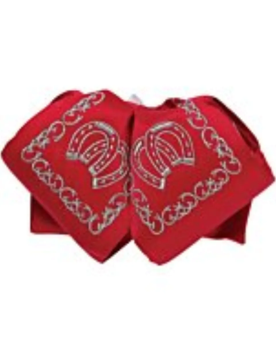 Moño Charro Bordado Rojo Diseño Herraduras 600128 Hecho En México