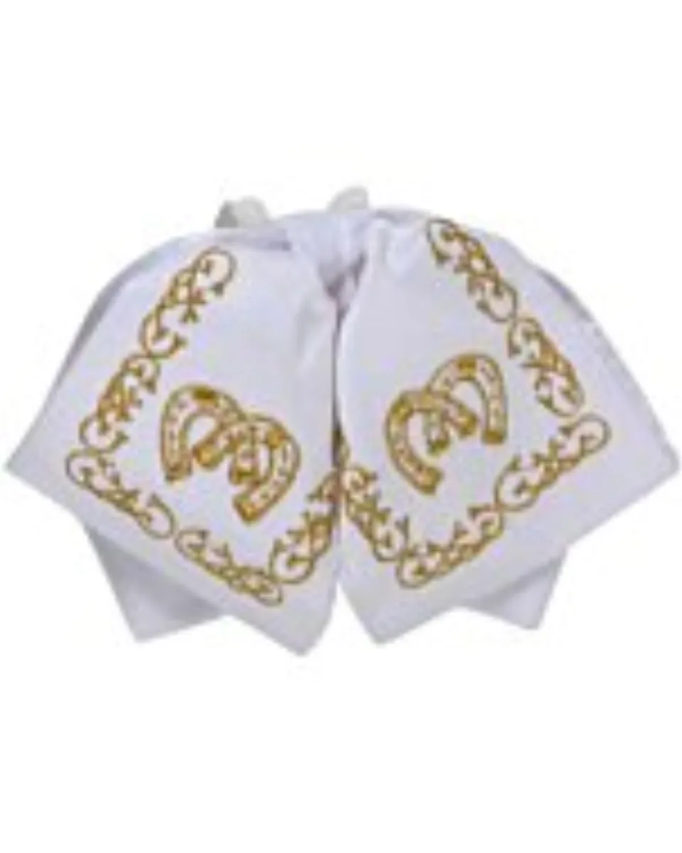 Moño Charro Blanco Bordado Oro Para Niño 600143