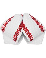 Moño Charro Blanco Fino Bordado Color Rojo WD 11-946