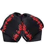 Moño Charro Negro Fino Con Bordado Rojo WD 11-952