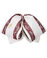 Moño Charro Blanco Con Bordado Vino Y Cruz Dorada WD 11-957