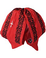 Moño Charro Rojo Fino Con Bordado Negro WD 11-988