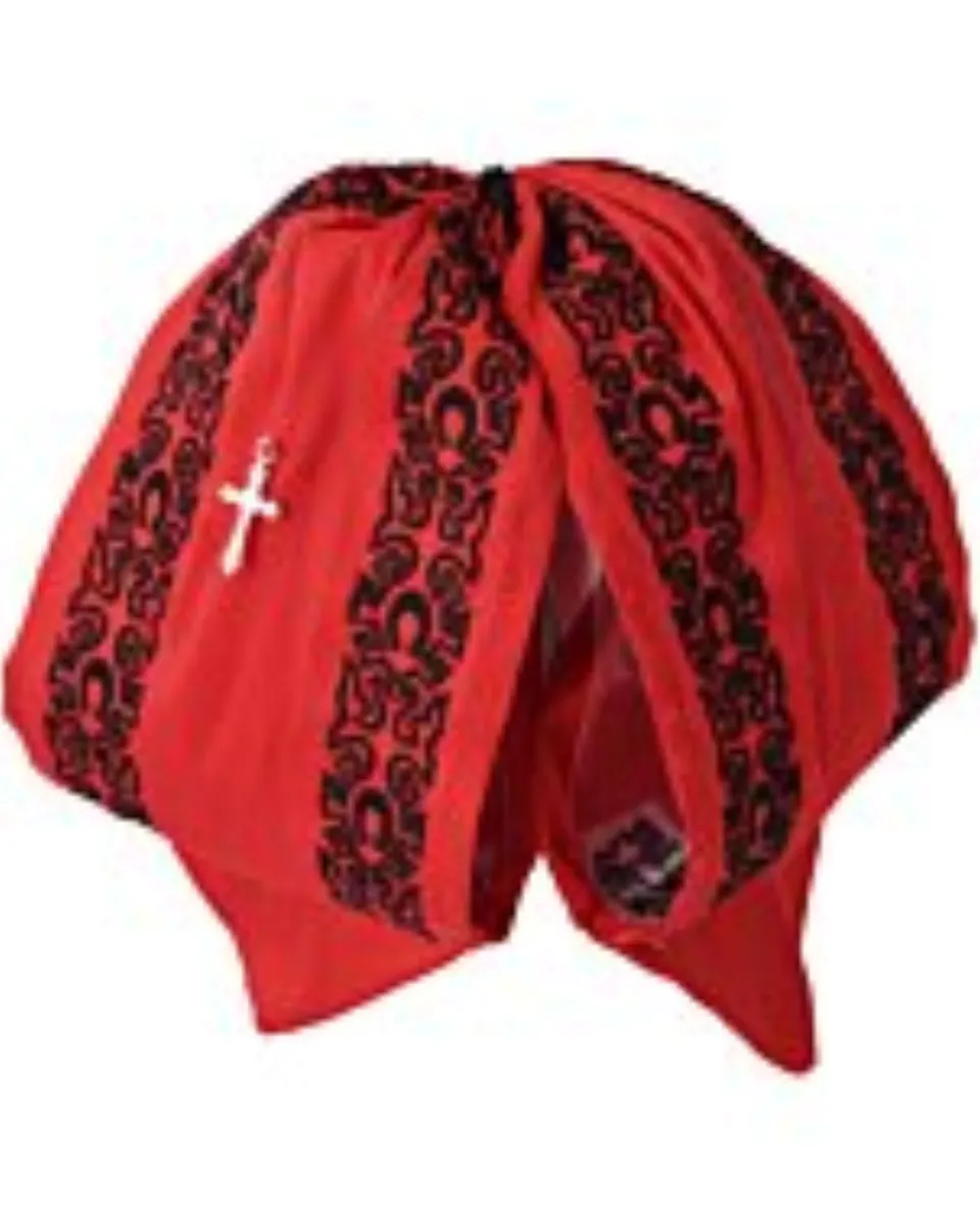 Moño Charro Rojo Fino Con Bordado Negro WD 11-988