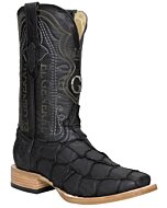 El General 45083 Monster Fish Rodeo Boots – Black Square Toe with Genuine Pirarucu Leather