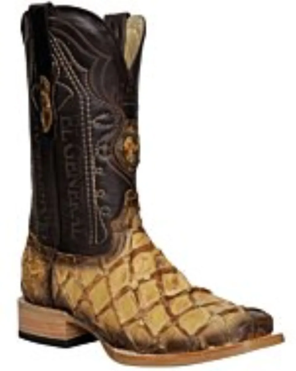 El General 45086 Monster Fish Rodeo Boots – Orix Square Toe with Exotic Pirarucu Leather